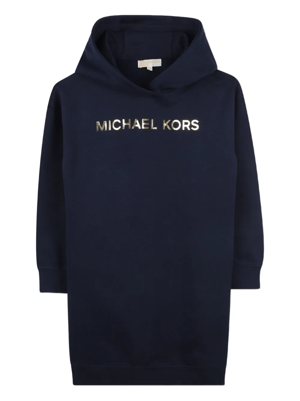 Michael Kors Kids Jurk met capuchon en logoprint Blauw