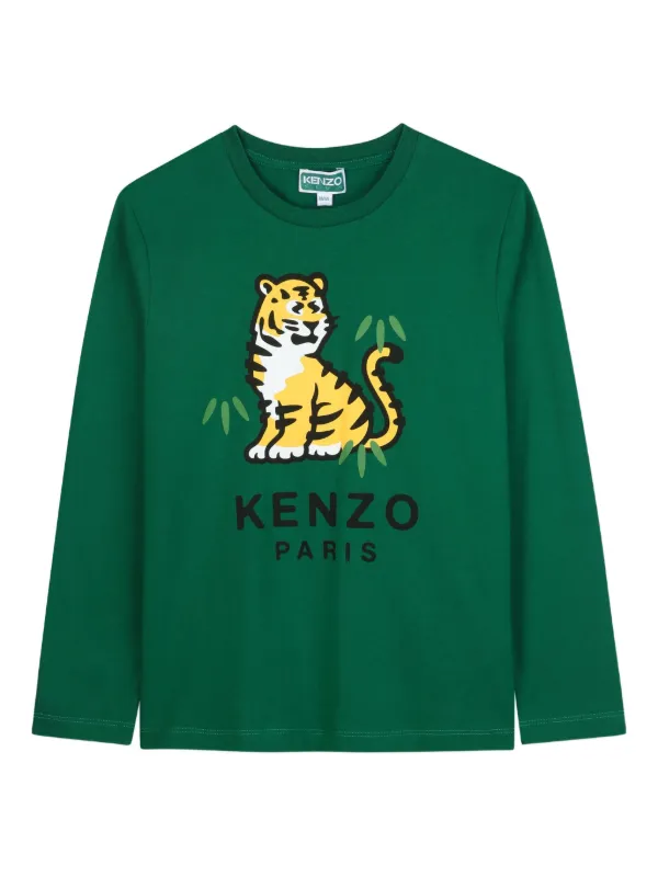 Kenzo Kids Camiseta De Manga Larga Con Motivo Gráfico De Tigre