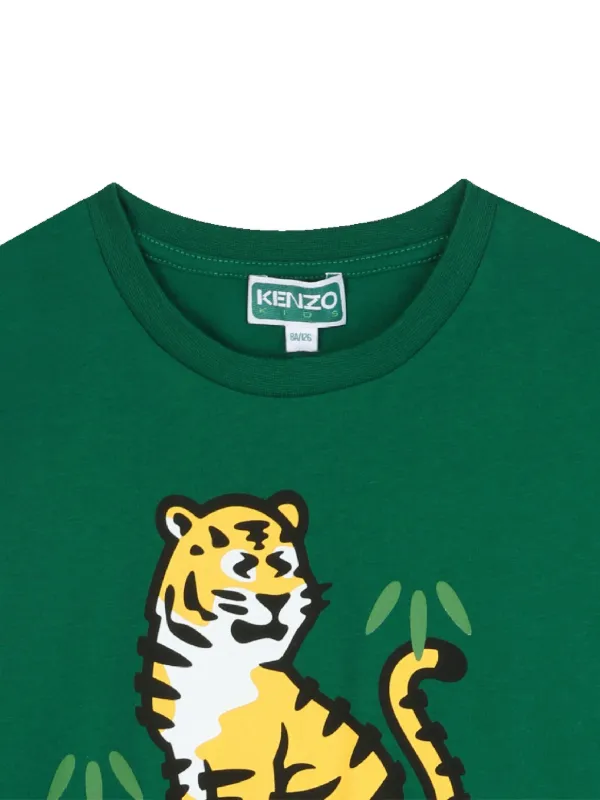 Kenzo Kids タイガーグラフィック ロングTシャツ | グリーン | FARFETCH JP