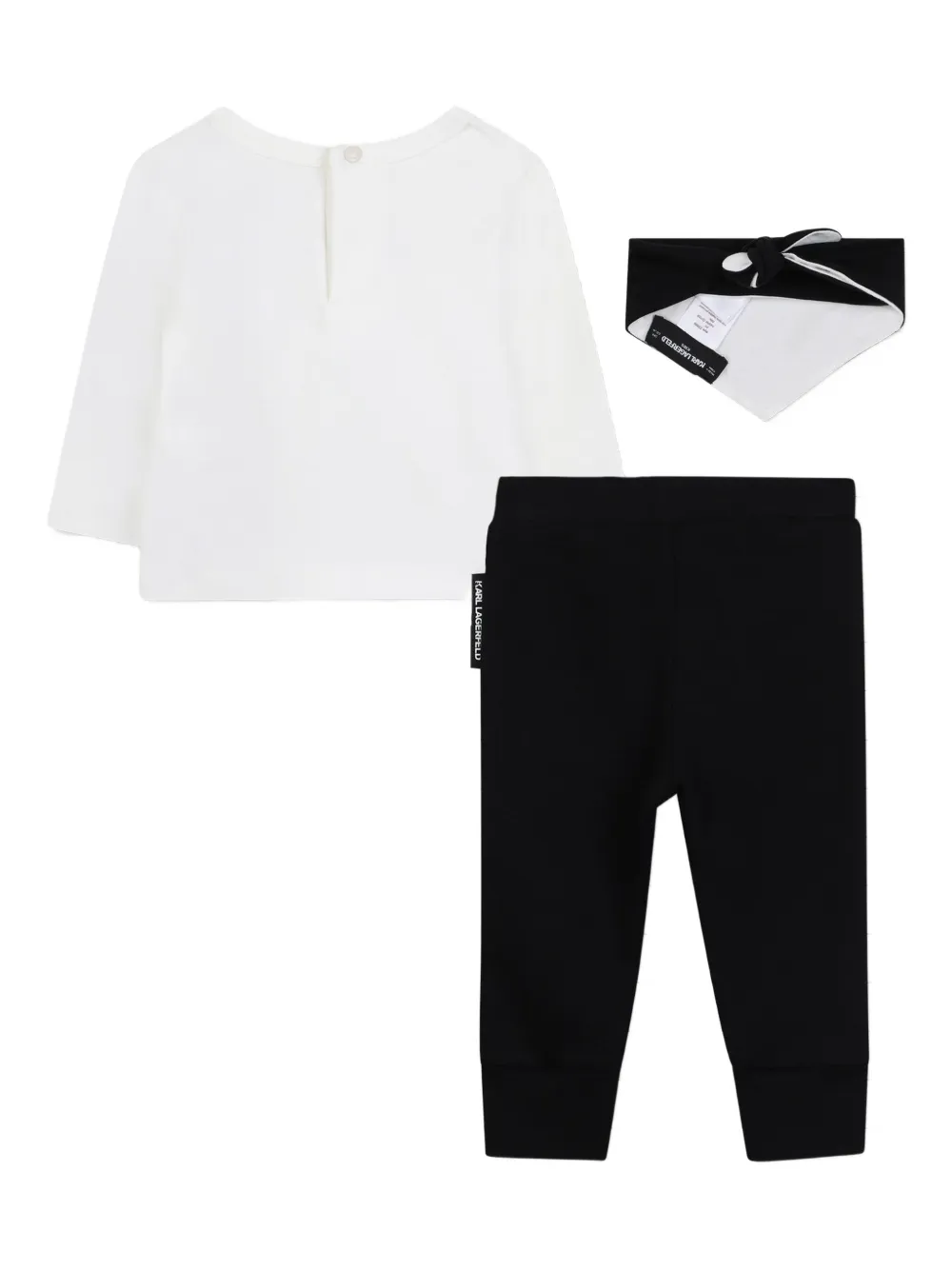 Karl Lagerfeld Kids Top en broek met lange mouwen en logoprint Zwart