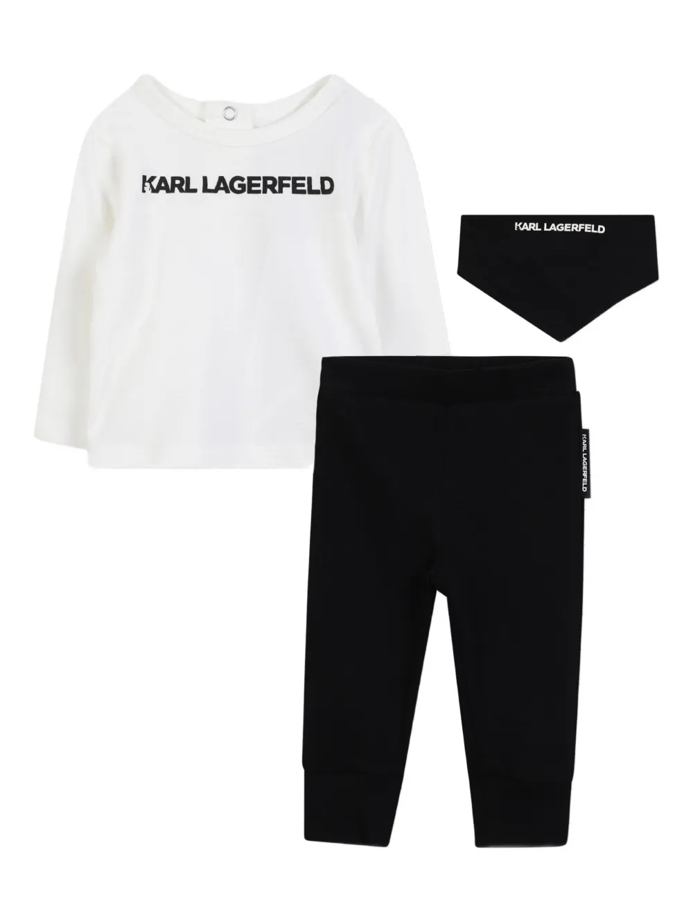 Karl Lagerfeld Kids Top en broek met lange mouwen en logoprint Zwart