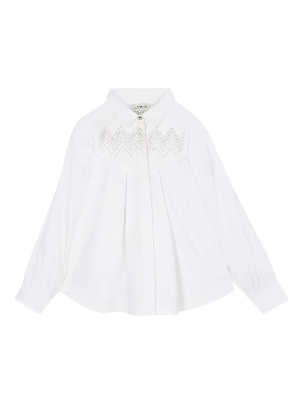 Lanvin Enfant Shirt met geplooid vlak en borduurwerk Wit