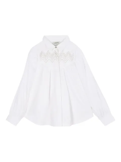 Lanvin Enfant pleated-panel embroidered shirt