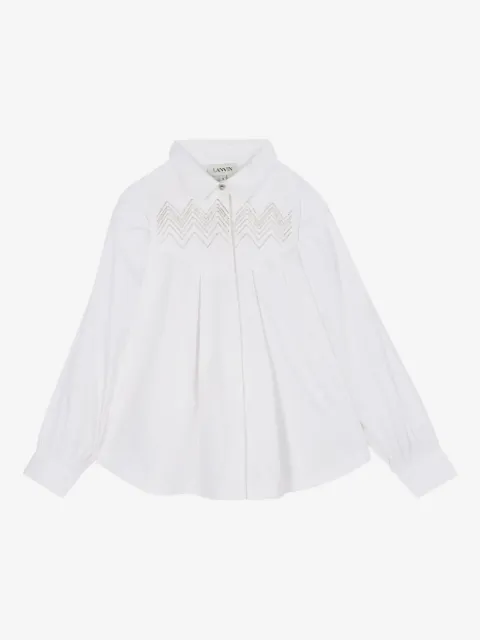 Lanvin Enfant pleated-panel embroidered shirt
