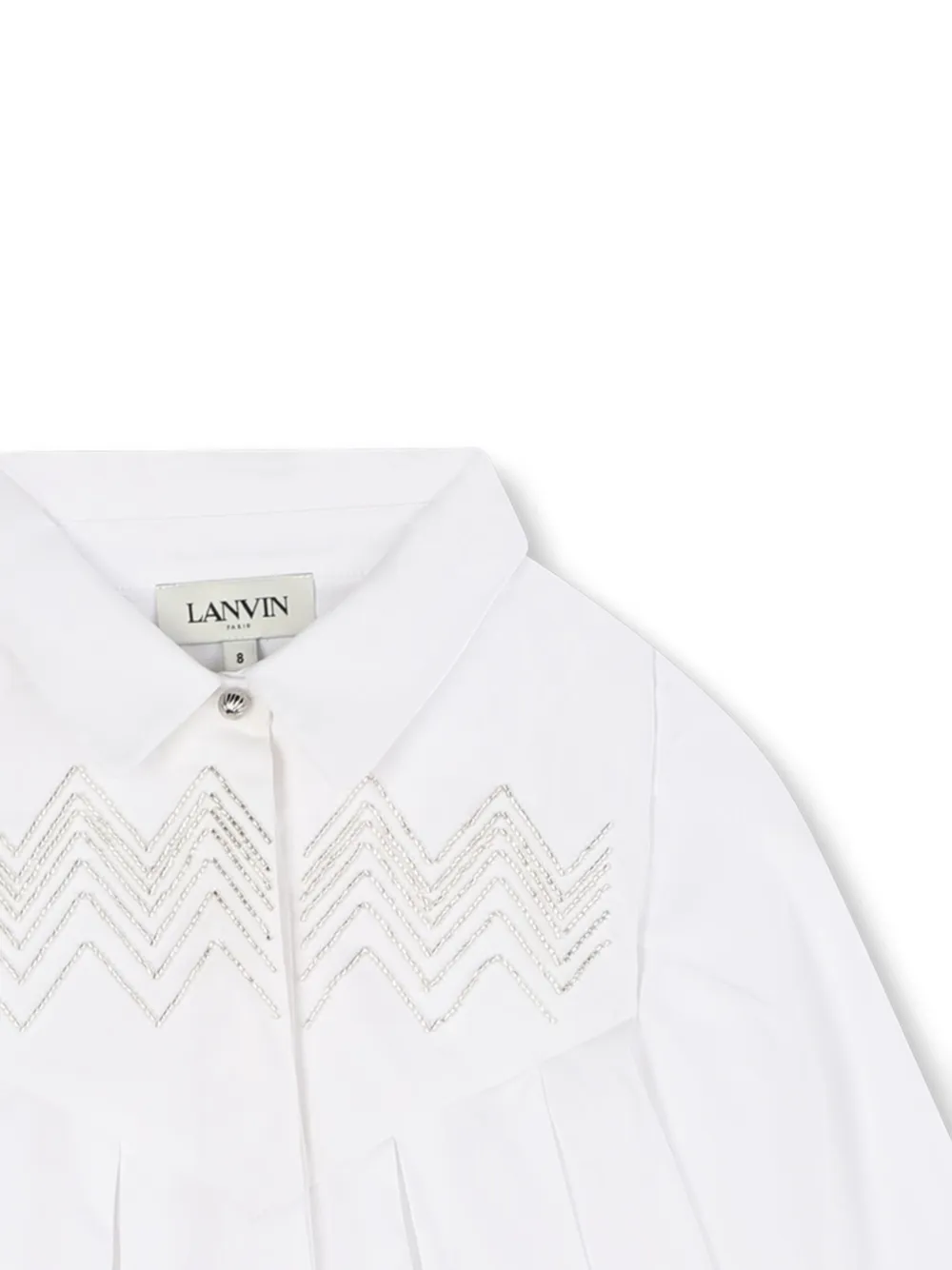 Lanvin Enfant Shirt met geplooid vlak en borduurwerk Wit