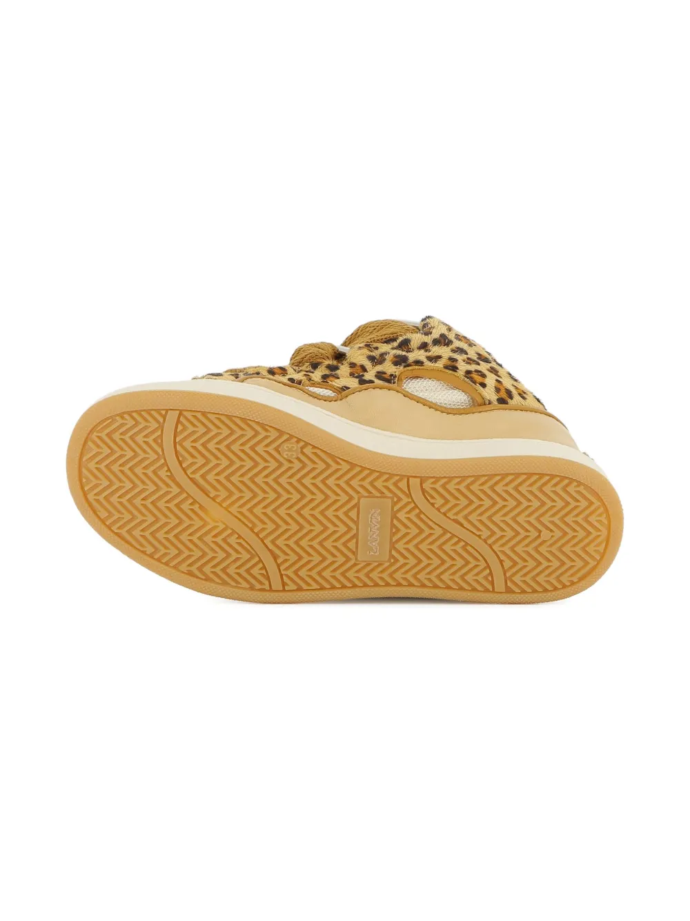 Lanvin Enfant leopard-print leather sneakers Neutrals
