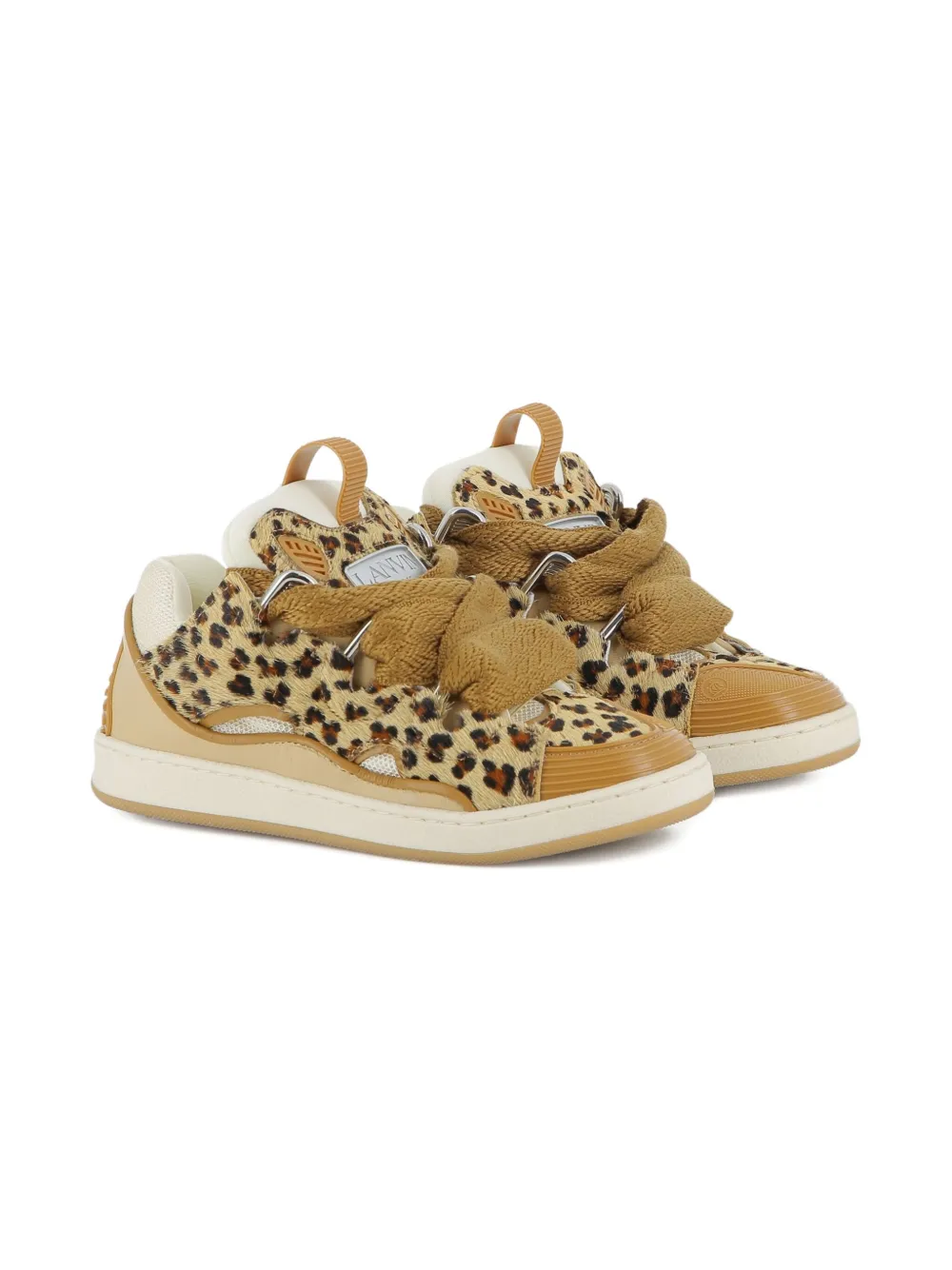 Lanvin Enfant leopard-print leather sneakers Neutrals