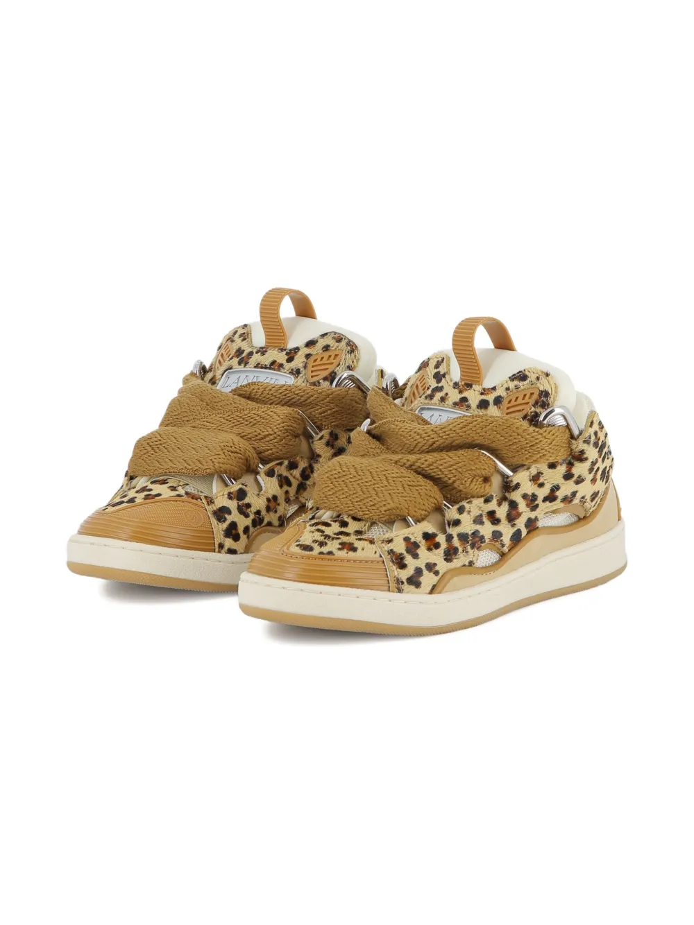Lanvin Enfant leopard-print leather sneakers Neutrals