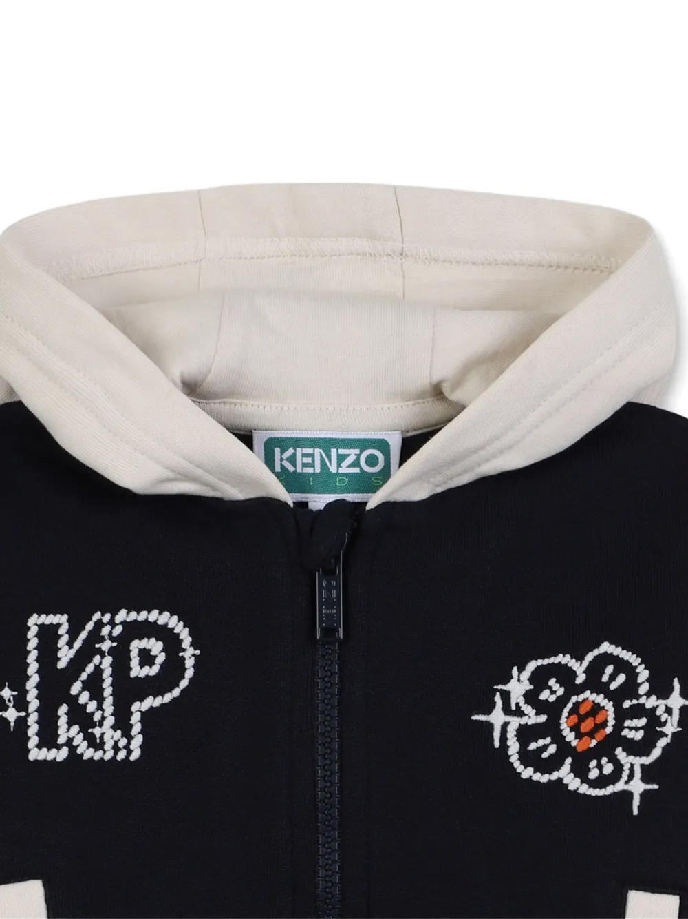 Kenzo Kids Hoodie met geborduurd logo en rits Blauw