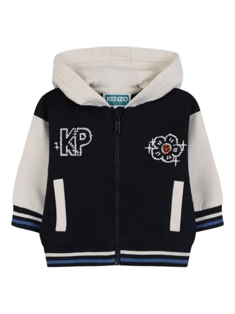 Kenzo Kids logo-embroidered zip-up hoodie