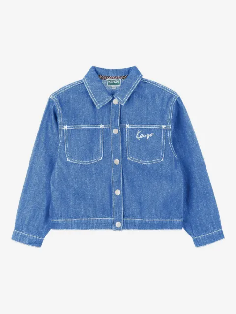 Kenzo Kids floral-embroidered denim jacket