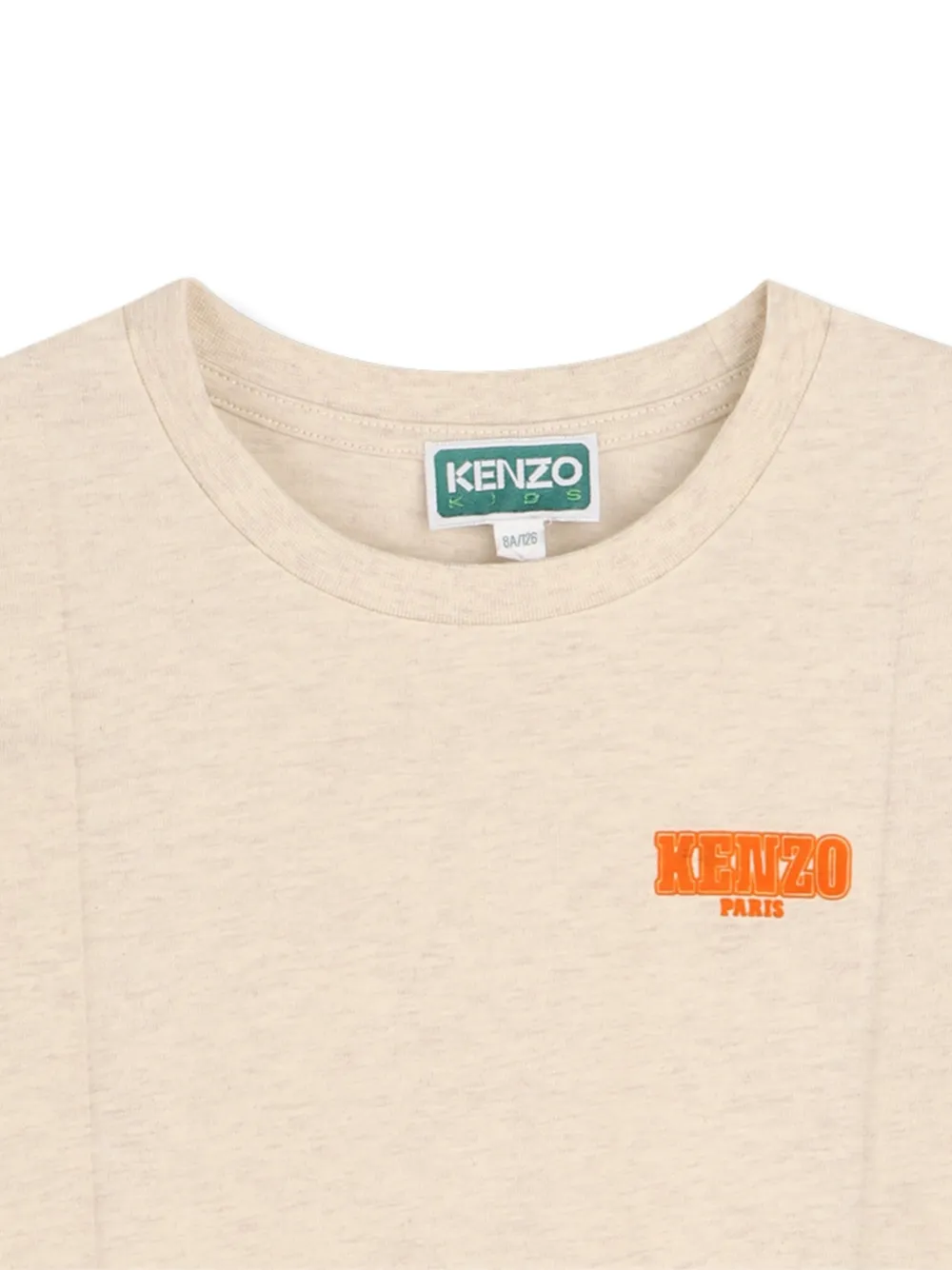 Kenzo Kids Geplooid T-shirt met grafische print Beige