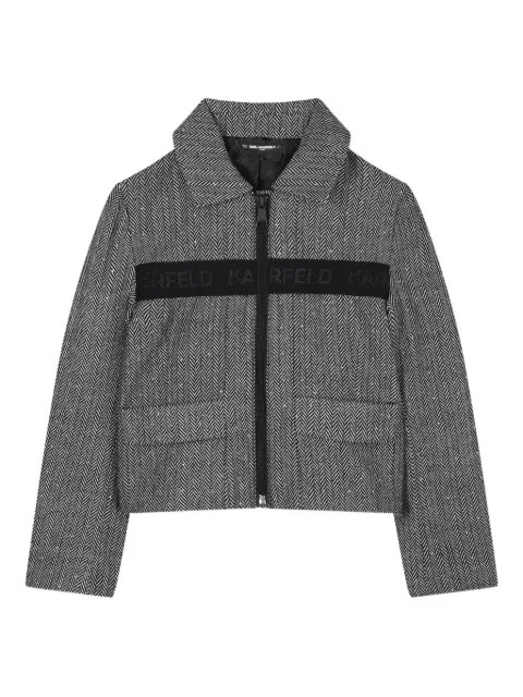 Karl Lagerfeld Kids herringbone-patterned cropped jacket