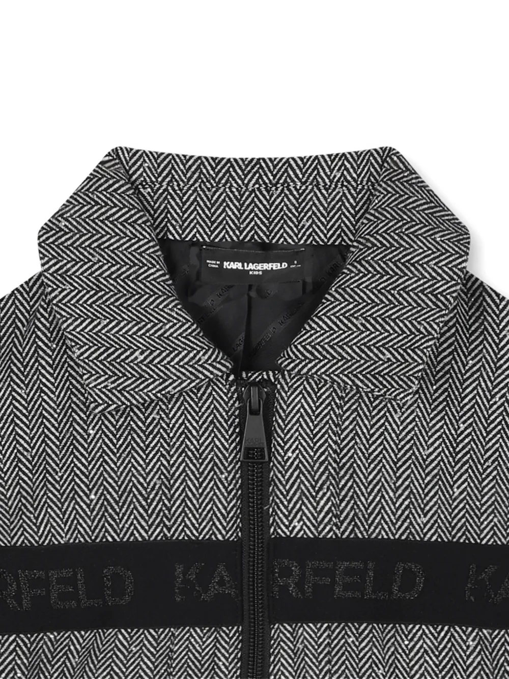 Karl Lagerfeld Kids Cropped jack met visgraatpatroon Grijs