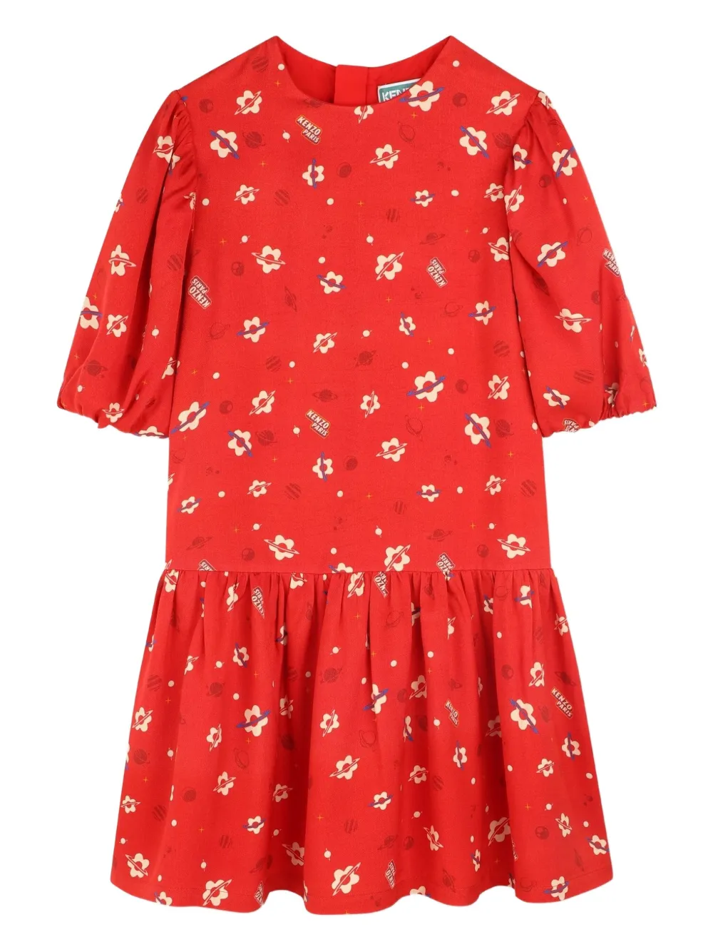 Kenzo Kids Jurk met pofmouwen Rood