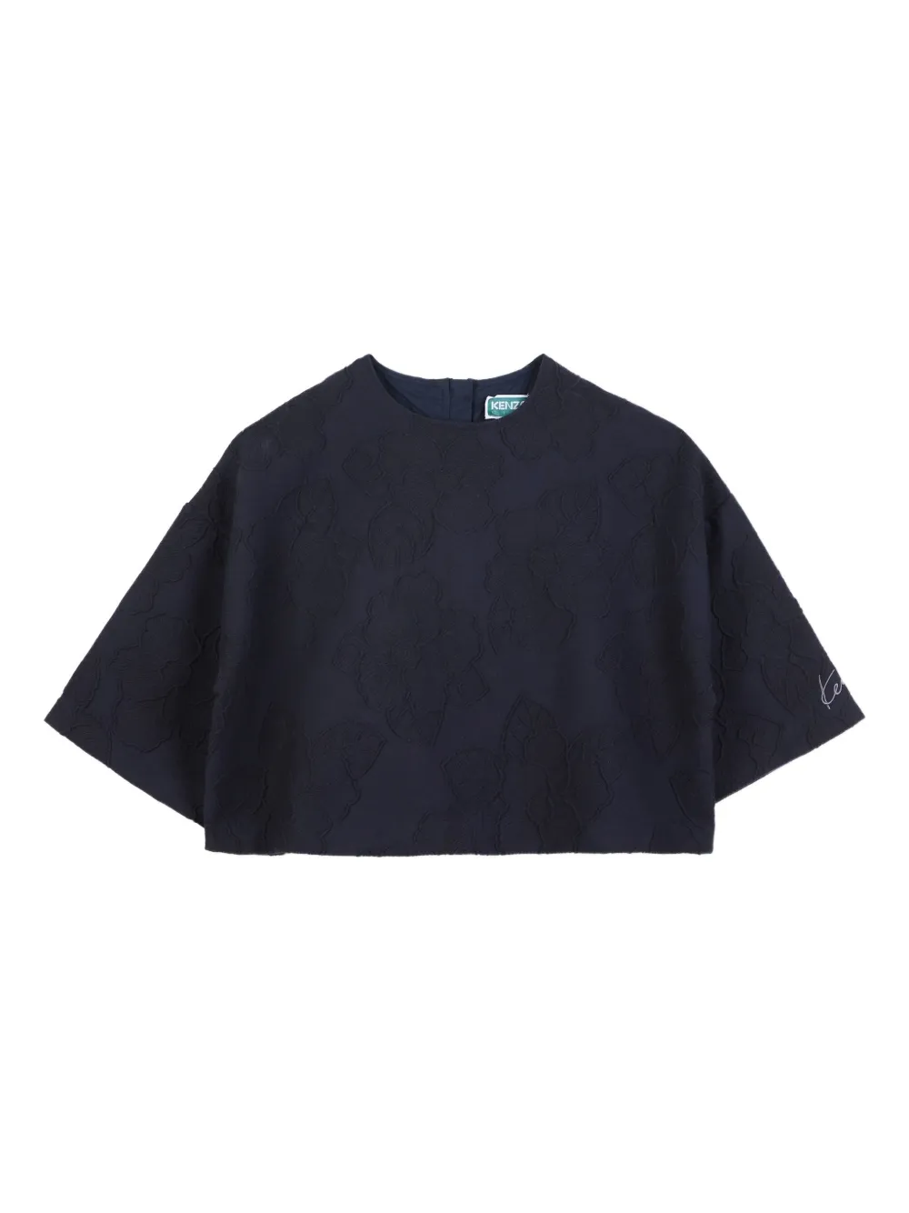 Kenzo Kids Cropped shirt met geborduurde bloe Blauw