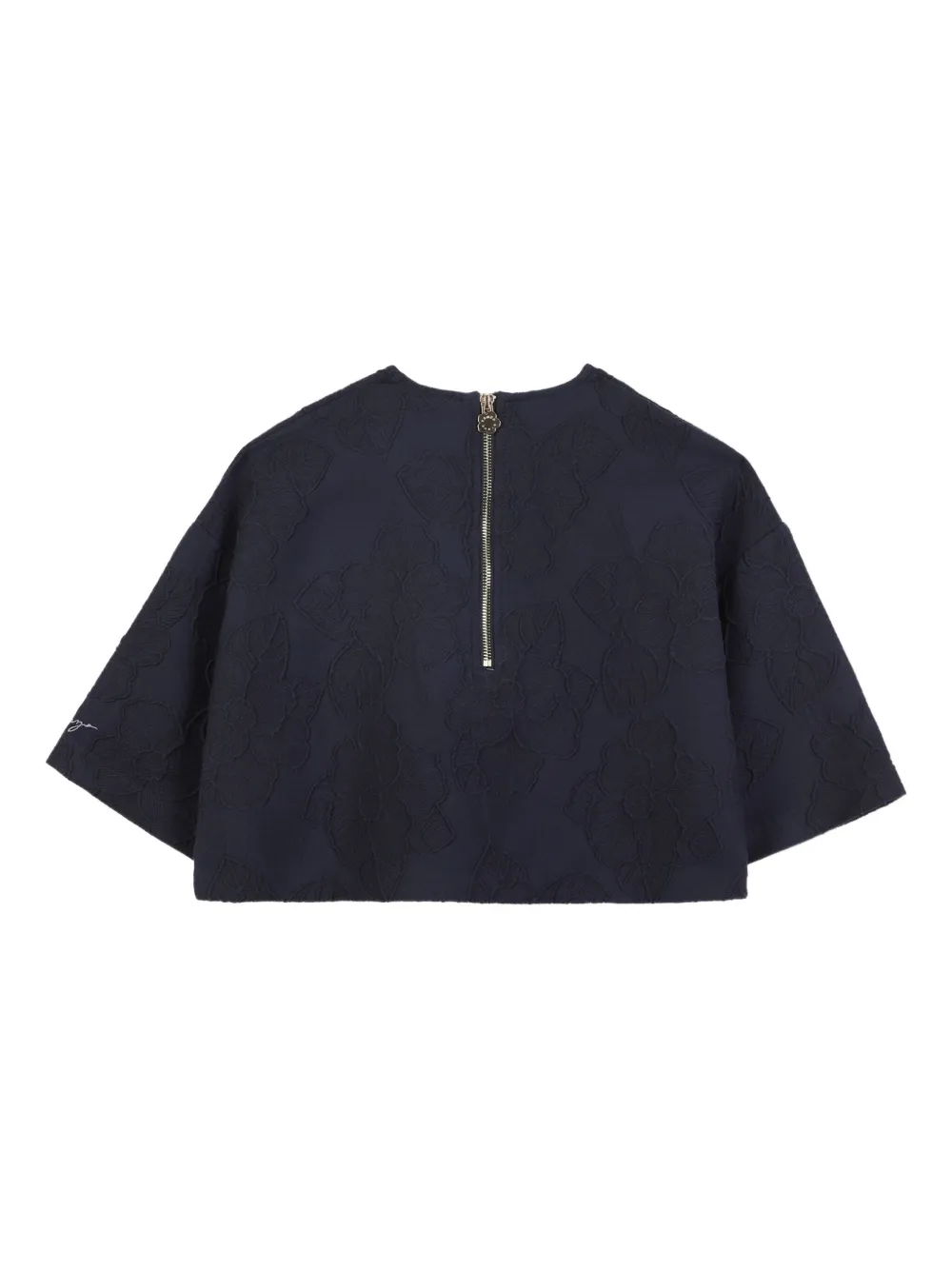 Kenzo Kids Cropped shirt met geborduurde bloemen Blauw