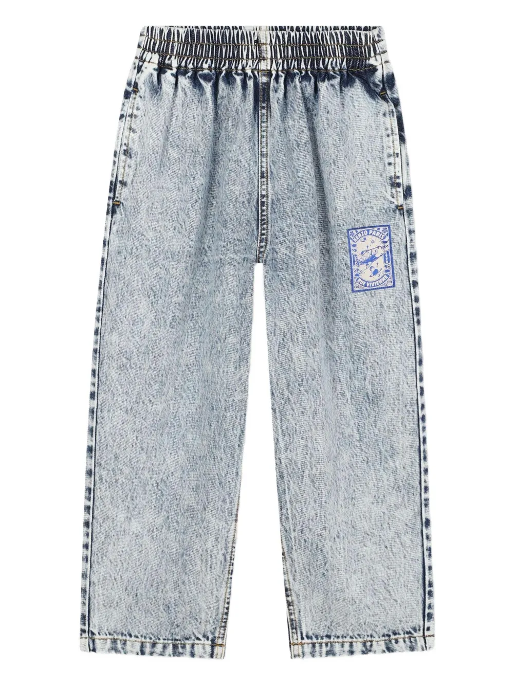 Kenzo Kids Elastische high-waist jeans Blauw
