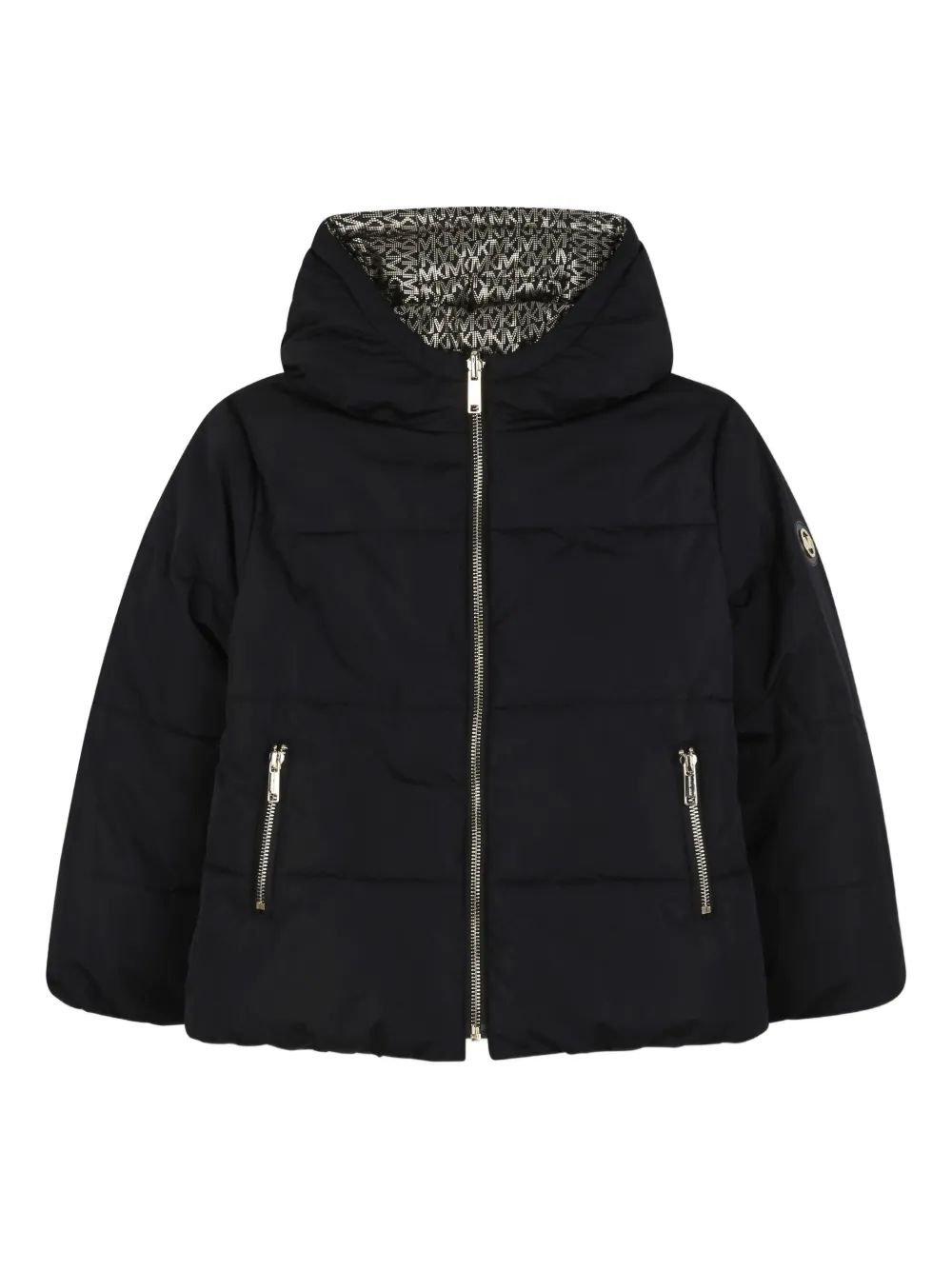 Michael Kors Kids フーデッド パデッドジャケット - ブラック Michael Kors Kids フーデッド パデッドジャケット - ブラック