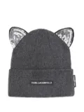 Karl Lagerfeld Kids animal-ear beanie hat - Grey