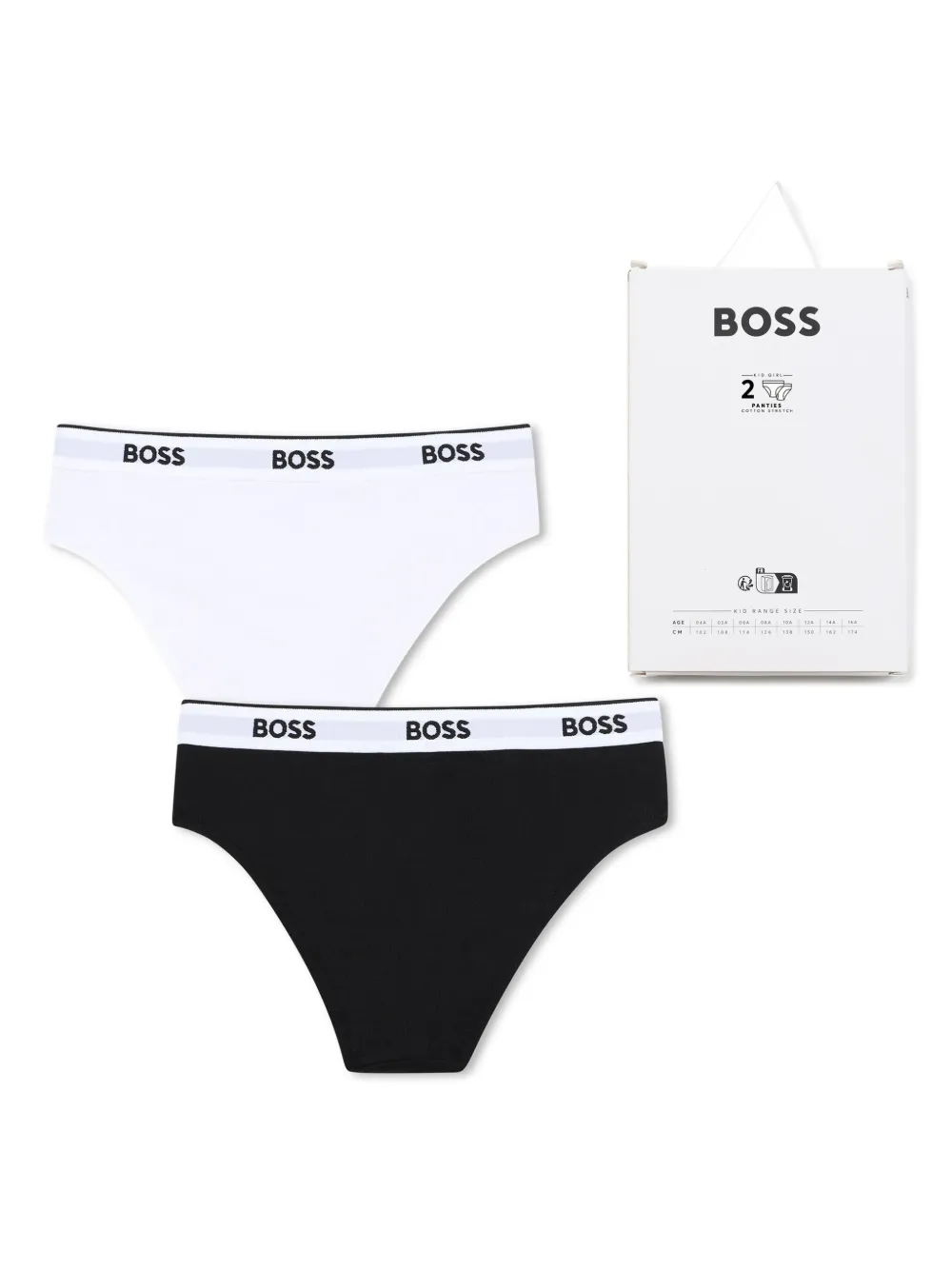 BOSS Kidswear Twee onderbroeken met logoband Zwart