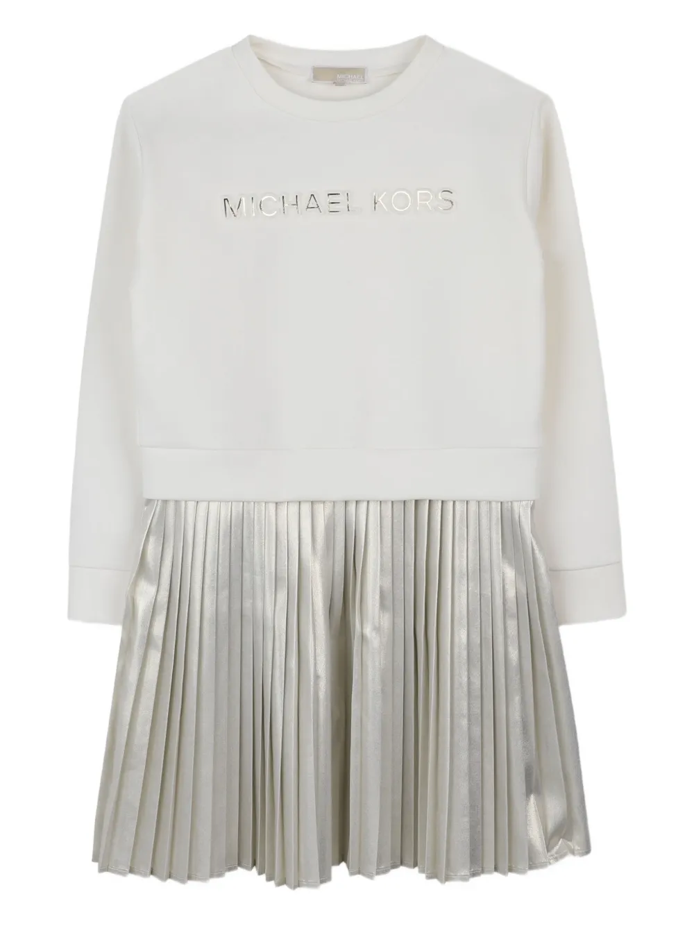 Michael Kors Kids Geplooide sweaterjurk met metallic effect Wit