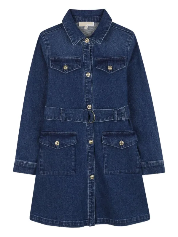 button up dress denim Adrienne Denim Button Up Short Dress main image 1