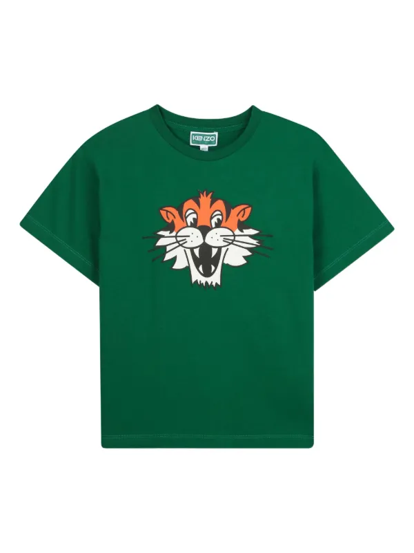 Kenzo Kids Camiseta Com Gráfico De Tigre Verde FARFETCH BR