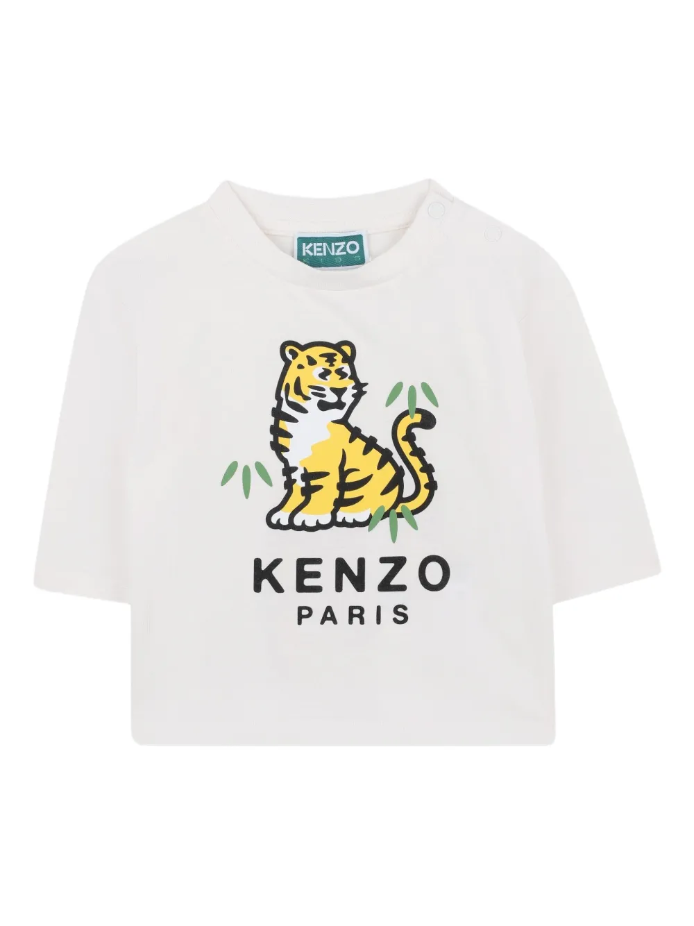 Kenzo Kids T-shirt met tijgerprint Wit