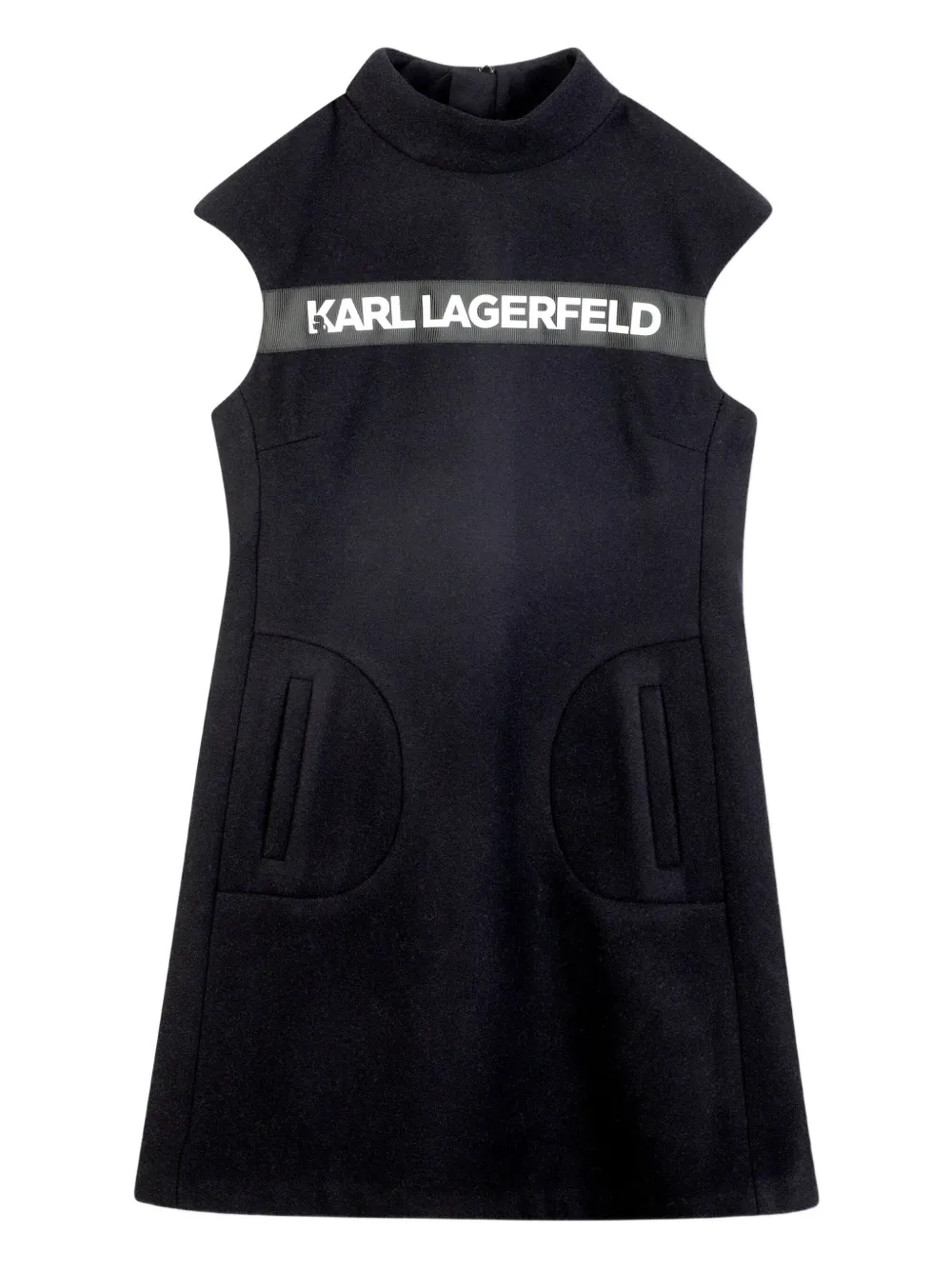 Karl Lagerfeld Kids Mouwloze jurk met hoge hals Zwart