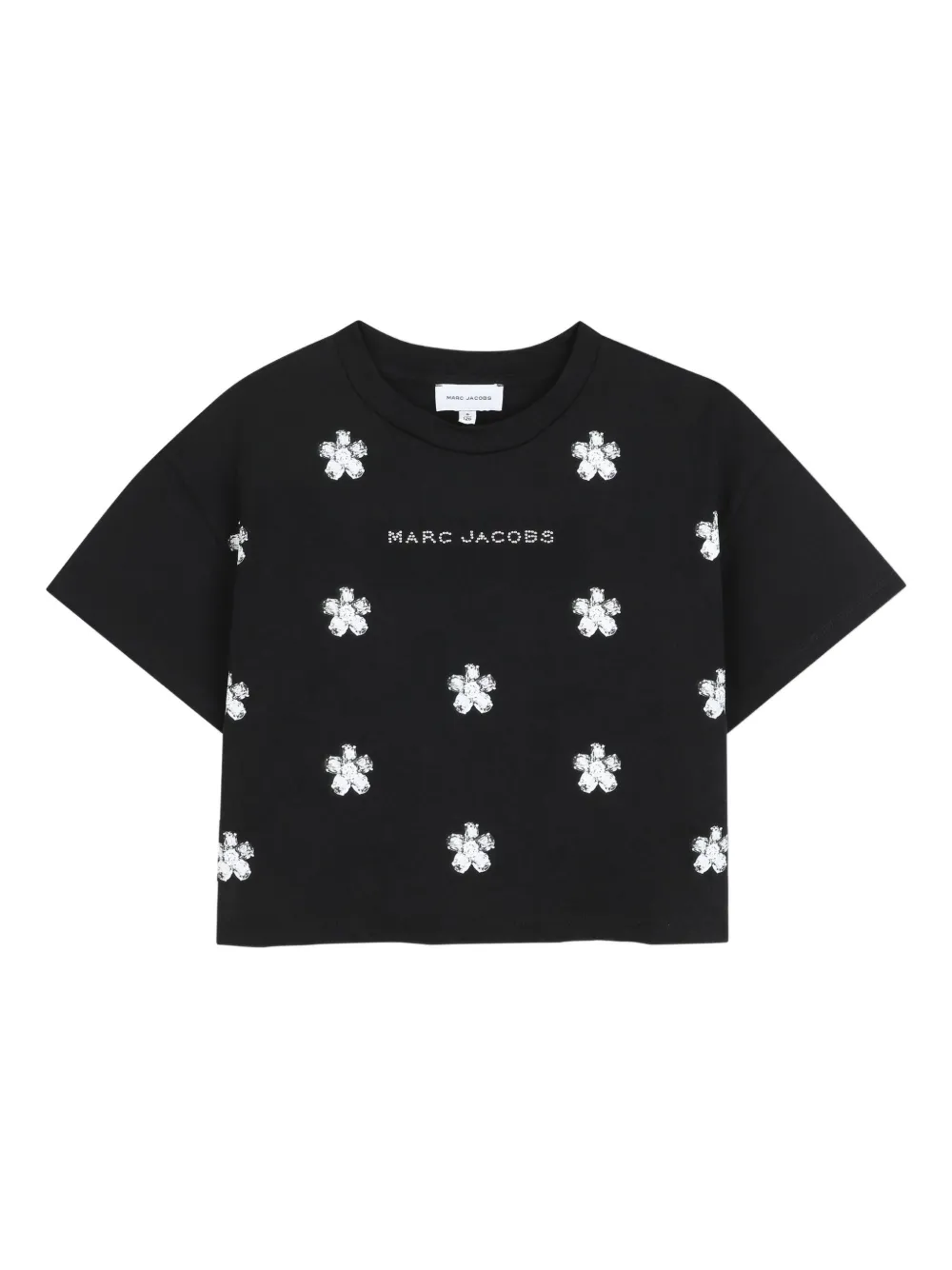 Marc Jacobs Kids Cropped T-shirt met geborduurde bloe Zwart