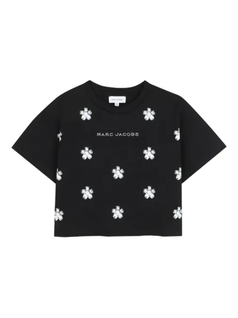 Marc Jacobs Kids floral-embroidered cropped t-shirt