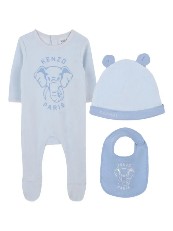 Kenzo Kids Set Neonato Con Stampa Elefante Blu FARFETCH IT