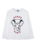 Kenzo Kids elephant-print long-sleeve T-shirt - White
