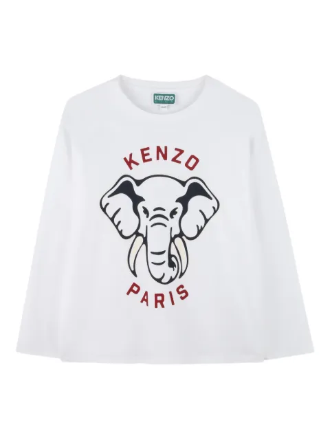 Kenzo Kids elephant-print long-sleeve T-shirt