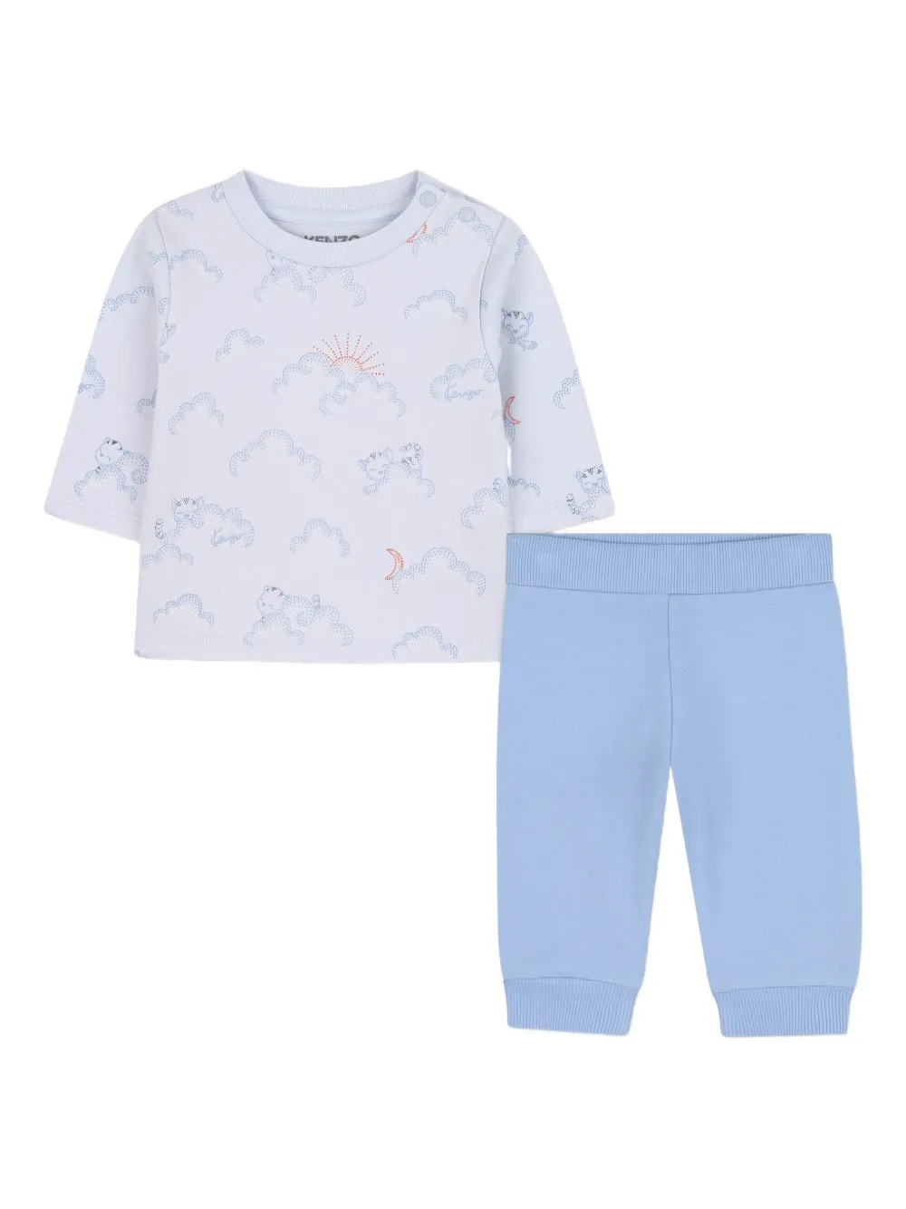 Kenzo Kids Broek en sweater met wolkenprint Blauw