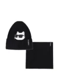 Karl Lagerfeld Kids cat-motif knitted beanie hat - Black