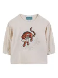 Kenzo Kids Tiger-print long-sleeve T-shirt - Neutrals