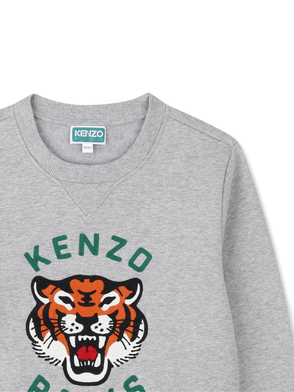 Kenzo Kids Sweater met Tiger-borduurwerk en ronde hals Grijs