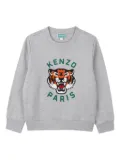 Kenzo Kids tiger-embroidered crew-neck sweatshirt - Grey
