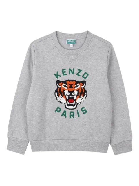 Kenzo Kids tiger-embroidered crew-neck sweatshirt