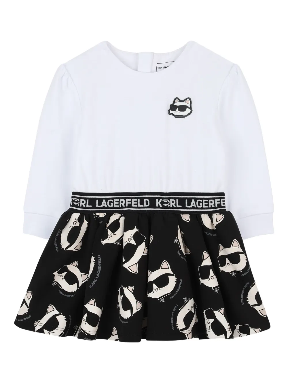 Karl Lagerfeld Kids Jurk met kattenpatroon Wit