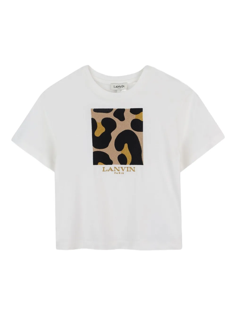 Lanvin Enfant T-shirt met luipaardprint en vierkant logo Wit