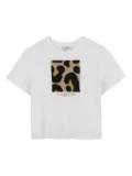 Lanvin Enfant leopard-print square logo T-shirt - White
