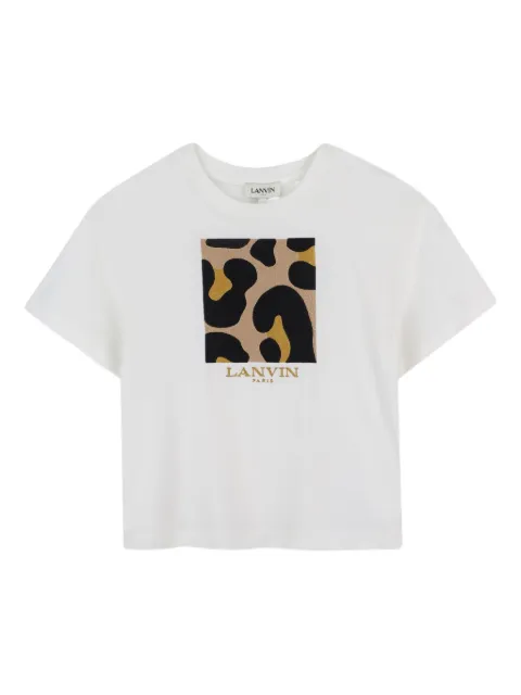 Lanvin Enfant leopard-print square logo T-shirt