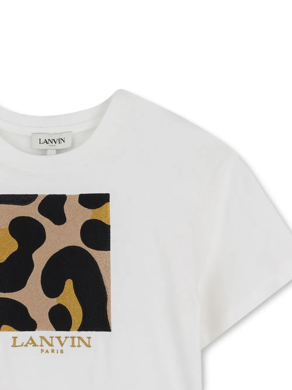 Lanvin Enfant T-shirt met luipaardprint en vierkant logo Wit