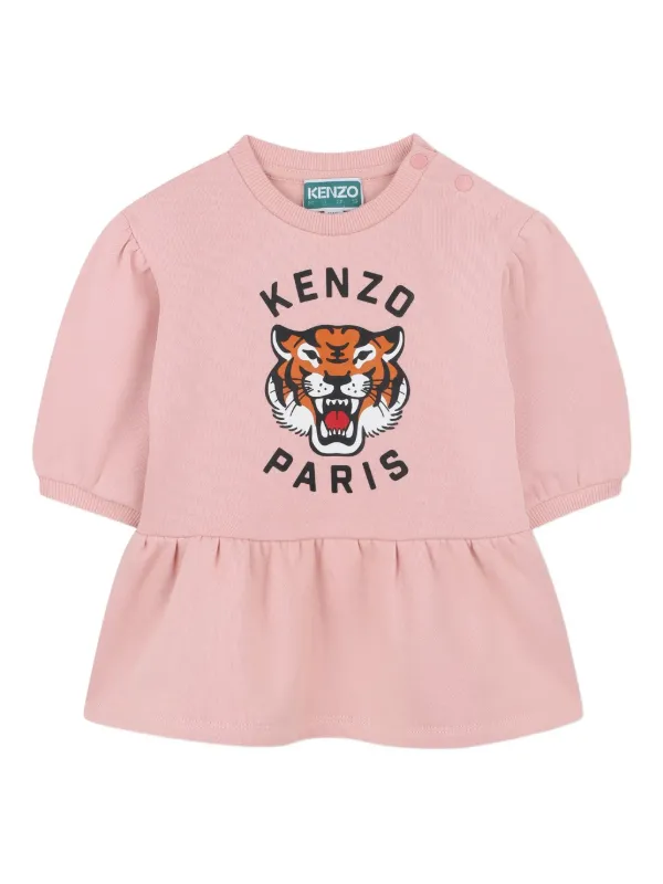 pink tiger dress Pink Stripes Tiger Print Dress: Handmade Cotton Gauze Midi