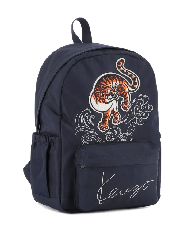 KENZO PARIS リュック・バックパック　kids キッズ Kenzo Kids tiger-embroidered Backpack | Blue | FARFETCH