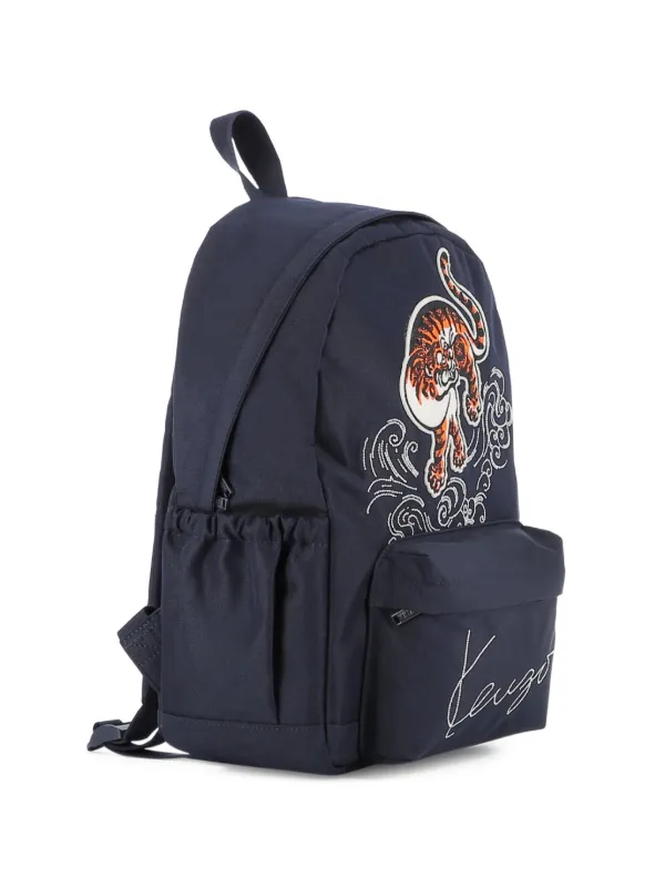 Kenzo Kids tiger-embroidered Backpack | Blue | FARFETCH