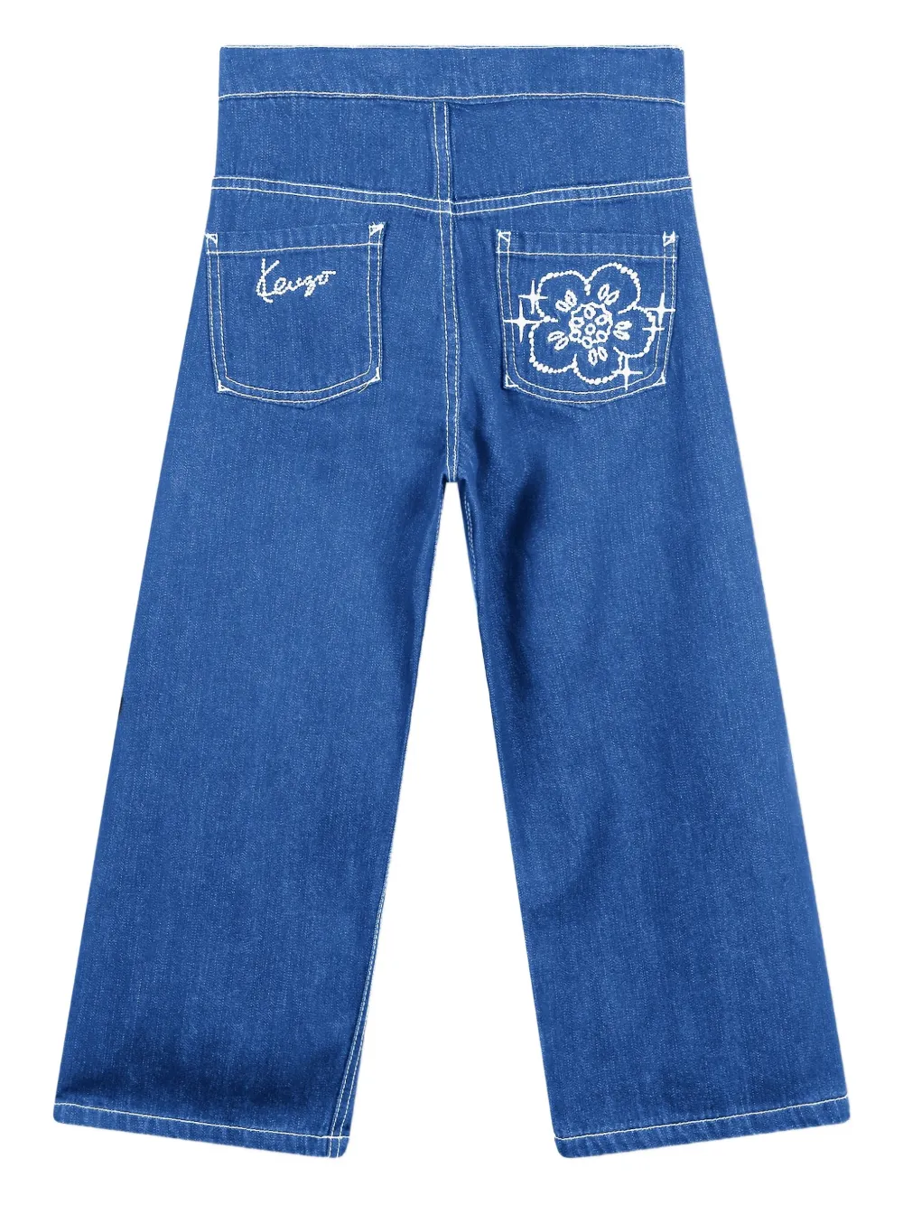 Kenzo Kids Jeans met geplooid detail Blauw